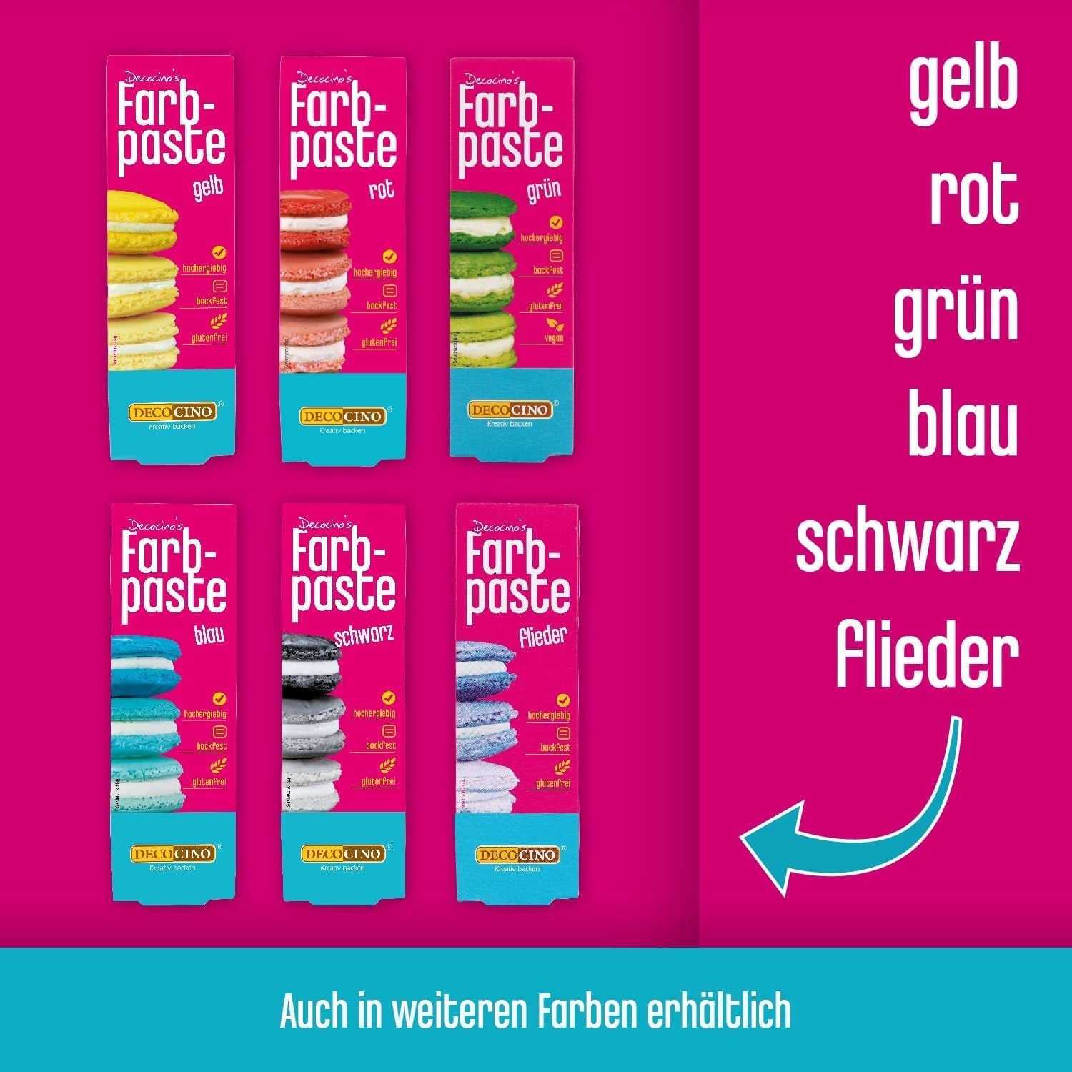 DECOCINO pink farvepasta - 20 g - Madfarve, ideel til farvning af kager, fondant og cremer - Fri for azofedtsyrer og gluten