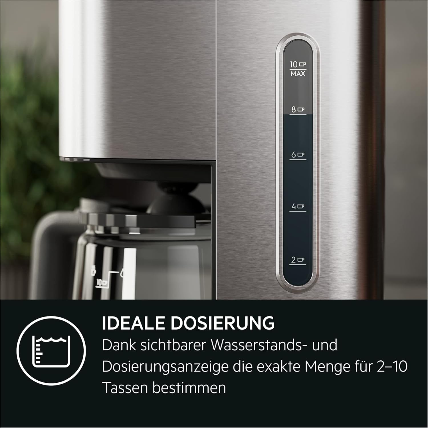 AEG Deli 5 espressomaskine, 1,5 l, programmerbar timer, holde varm funktion, sikkerhedsstop, vandstandsindikator, optimal dosering, anti-dryp funktion, rustfrit stål, CM5-1-6ST
