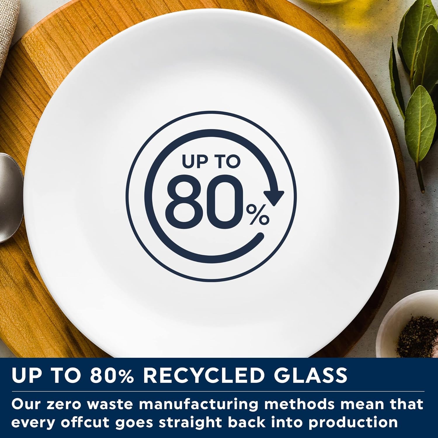 Winter Frost porcelænssæt til 4, 12 stykker, Premium Ultra-Durable Vitrelle™ glasstel, tåler opvaskemaskine, tåler mikroovn og mikroovn, festligt vinterdesign