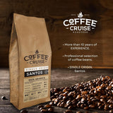 COFFEE CRUISE Santos Kaffeebohnen 1kg - Mittlere Röstung - Aroma Caramel - Für All Kaffeemaschinen - 100% arabisk