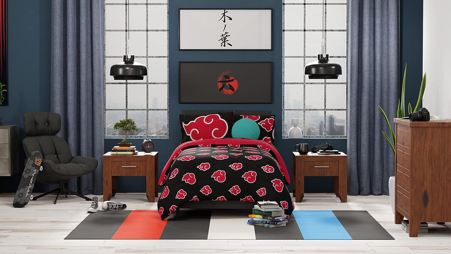 Franco Naruto Anime Akatsuki Mønster Blødt Microfiber Sengetøj Dyne Queen, (officielt Naruto produkt) Dyner og dyner Naty Shop