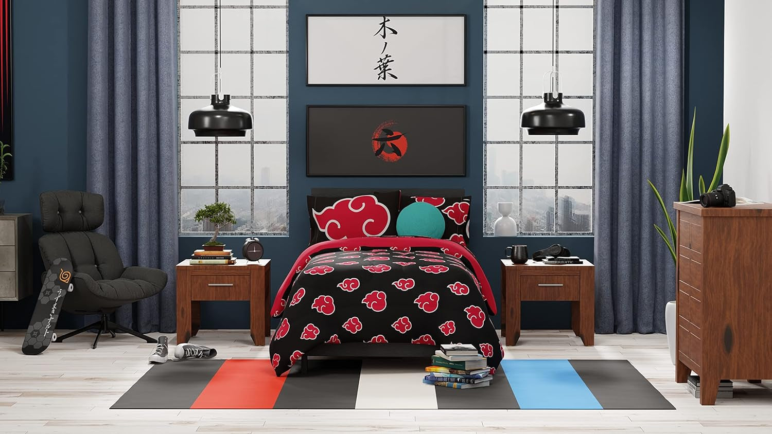 Franco Naruto Anime Akatsuki Mønster Blødt Microfiber Sengetøj Dyne Queen, (officielt Naruto produkt) Dyner og dyner Naty Shop