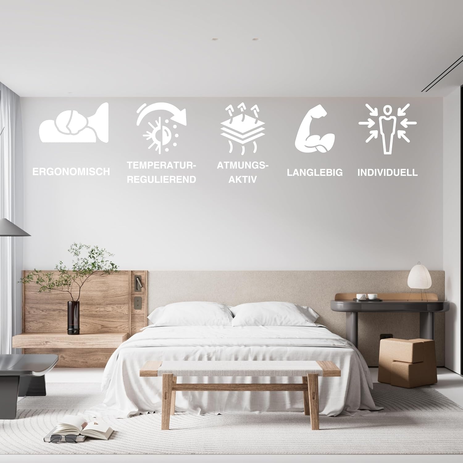 Ortopædisk nakkestøttepude til 80X40, 800X400 mm, viskoelastisk pude, visco pude, pude, memory foam nakkepude, visco skum, søvn, hvid (710 X 420 X 120 mm) Cervikal ortopædiske puder Naty Shop