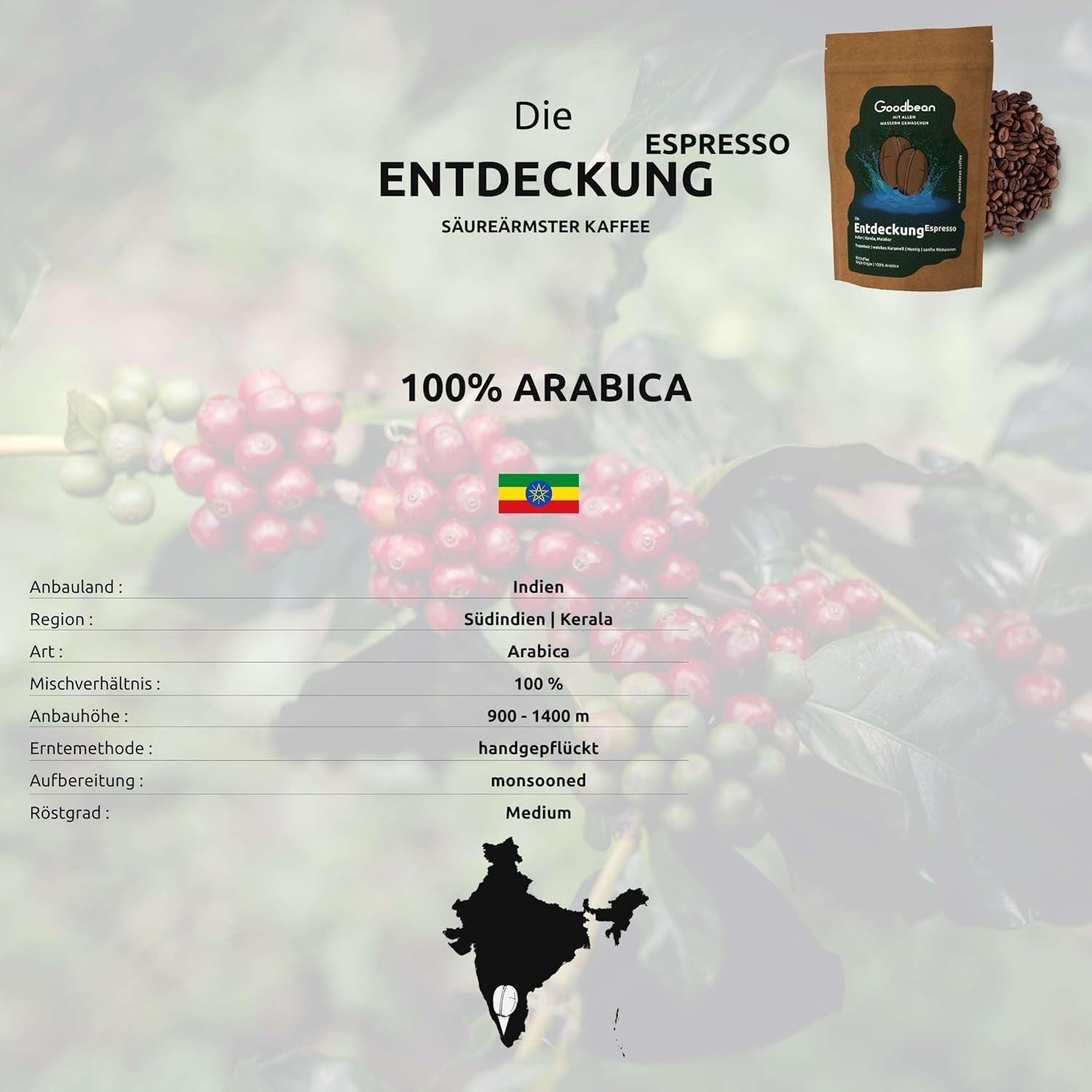 Discovery - Espresso | Kaffebønner 500g - 100% Arabica | til fuldautomatiske maskiner/portafilter/espresso | Hele kaffebønner | Friske kaffebønner
