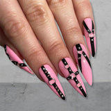 2 STK 5D præget Gothic Punk Nagelsticker, Nagel Sticker Selbstklebend Kreuz Og X-Form Halloween Nagelaufkleber, Nageldesign Tilbehør til Damen Nail Art