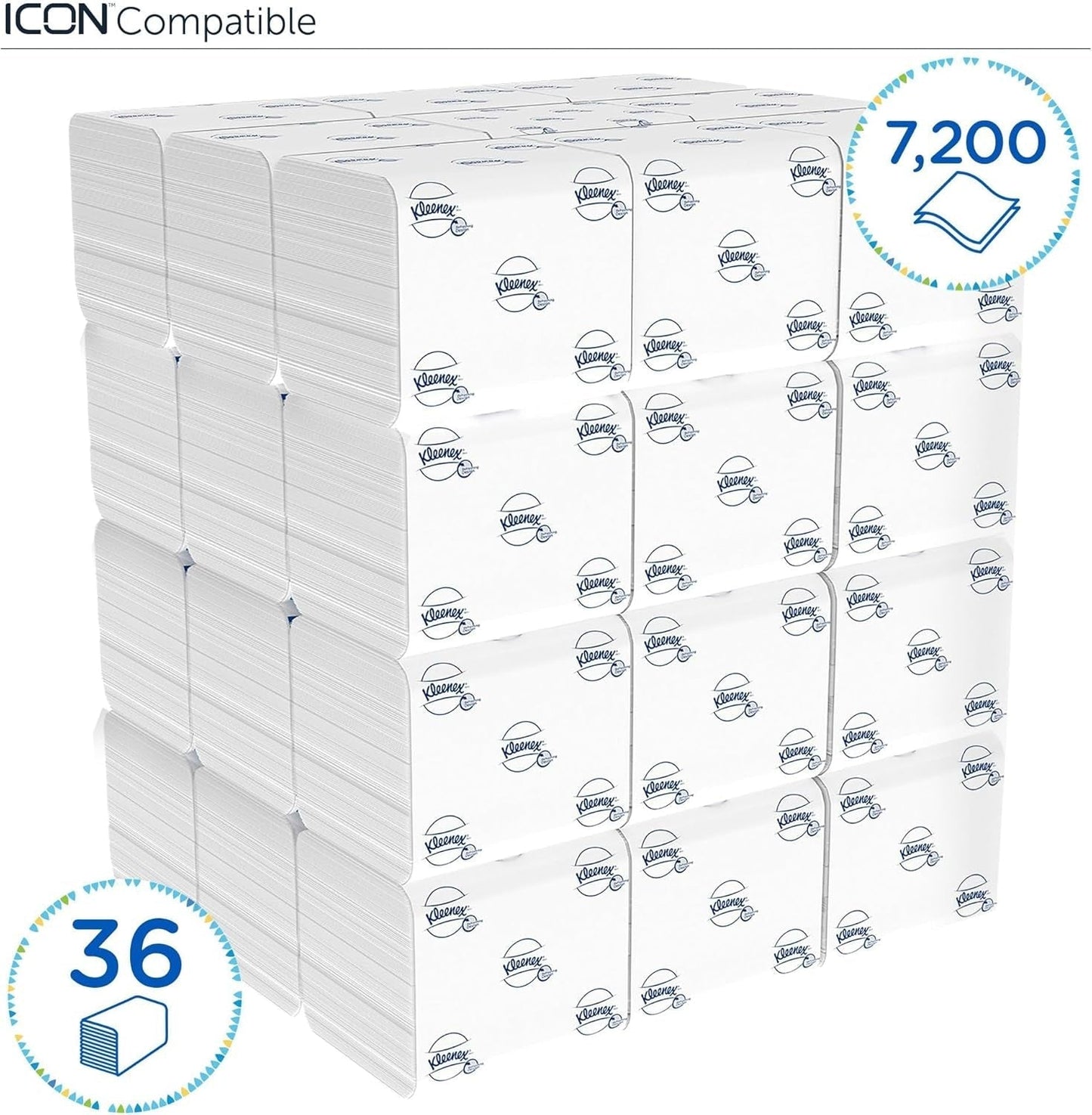 Kleenex enkeltark toiletpapir 8408, 2-lags toiletpapir i bulkpakker, lavet af Fsc-certificeret papir, 36 pakker X 200 ark (7.200 ark)