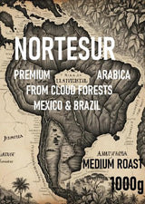 Norte Sur kaffe, stærk kaffe til daglig maling. 100% Arabica fra Mexico og Brasilien.