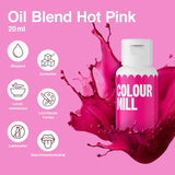Color Mill Liquid Food Coloring Set - 5 x 20 ml oliebaseret (sort, varm rosa, lilla, rød og blå) - UV-resistent - Perfekt til bagning og som topping til kager, muffins og kagepynt