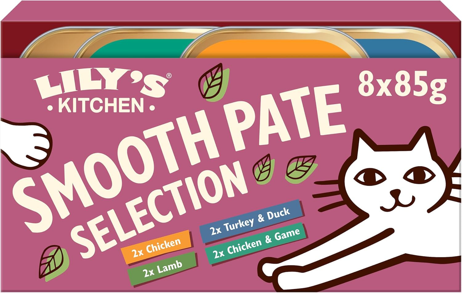 Lily's Kitchen Naturligt vådt mørt kattefoder til voksne katte, bakker, kornfri opskrifter, sortiment (32 bakker x 85g)