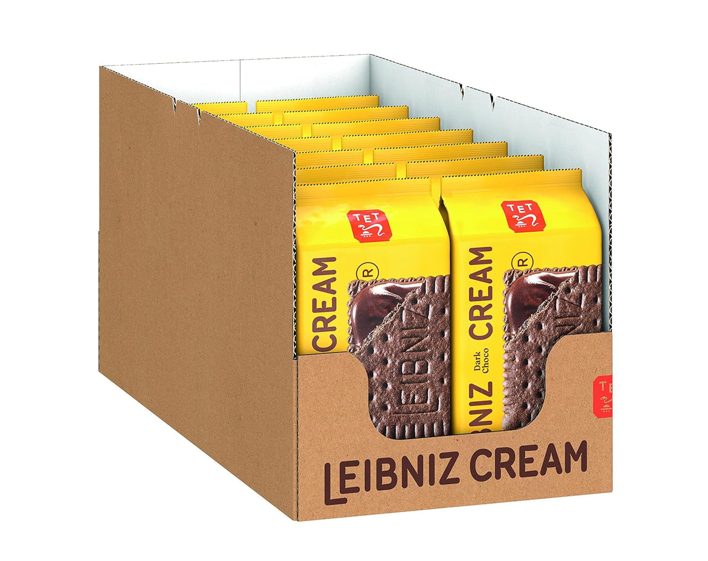 Sprøde småkager med kakao og mørk chokoladecreme, pakke med 14, til opbevaring eller salg (14 x 190 g)