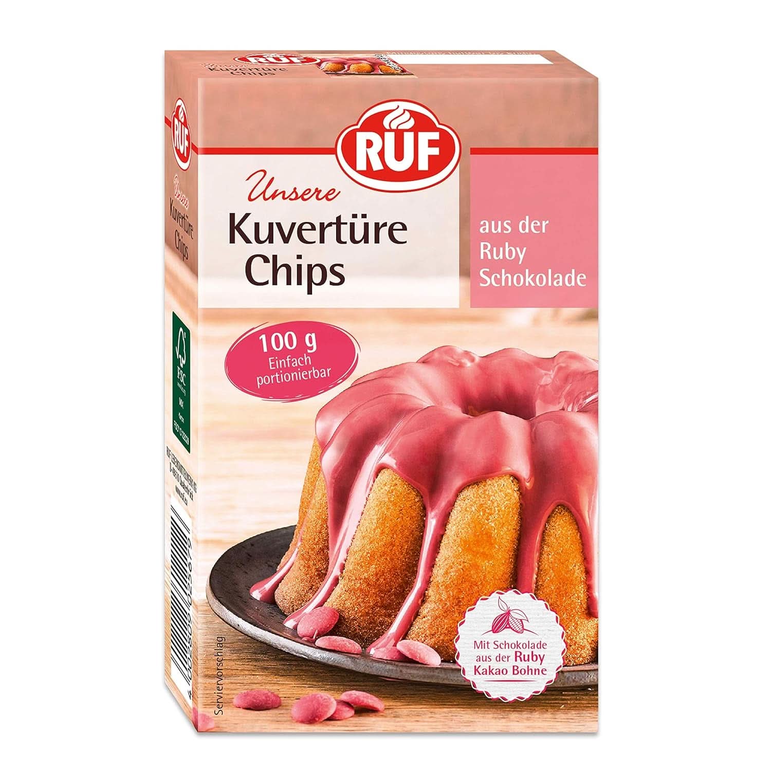 RUF Couverture Chips Ruby, 100 gram Glasur og Decor Naty Shop 100 gram Ruby