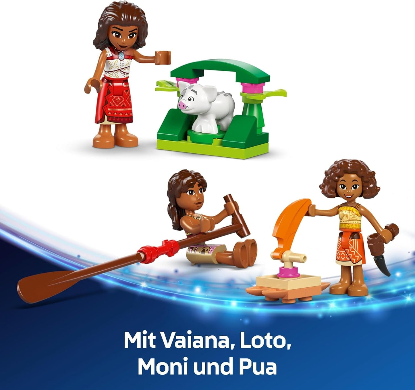 LEGO Ç€ Disney Moana 2: Moana's Adventure Raft - Legetøjsbåd med sejl, aftageligt dæk, lejrbål og 3 minidukker inklusive Loto og Moni - Gave til piger på 6+ og fans - 43270 Byggesæt Beuche den LEGO-Store