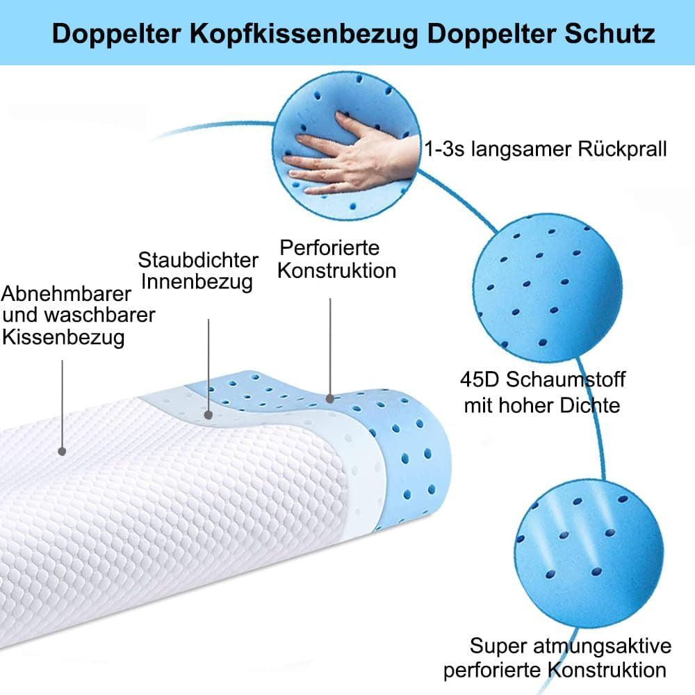 Ecosafeter Memory Foam pude Nakkestøttepude Ergonomisk nakkepude til forskellige sovestillinger med aftageligt betræk Cervikale ortopædiske puder Naty Shop