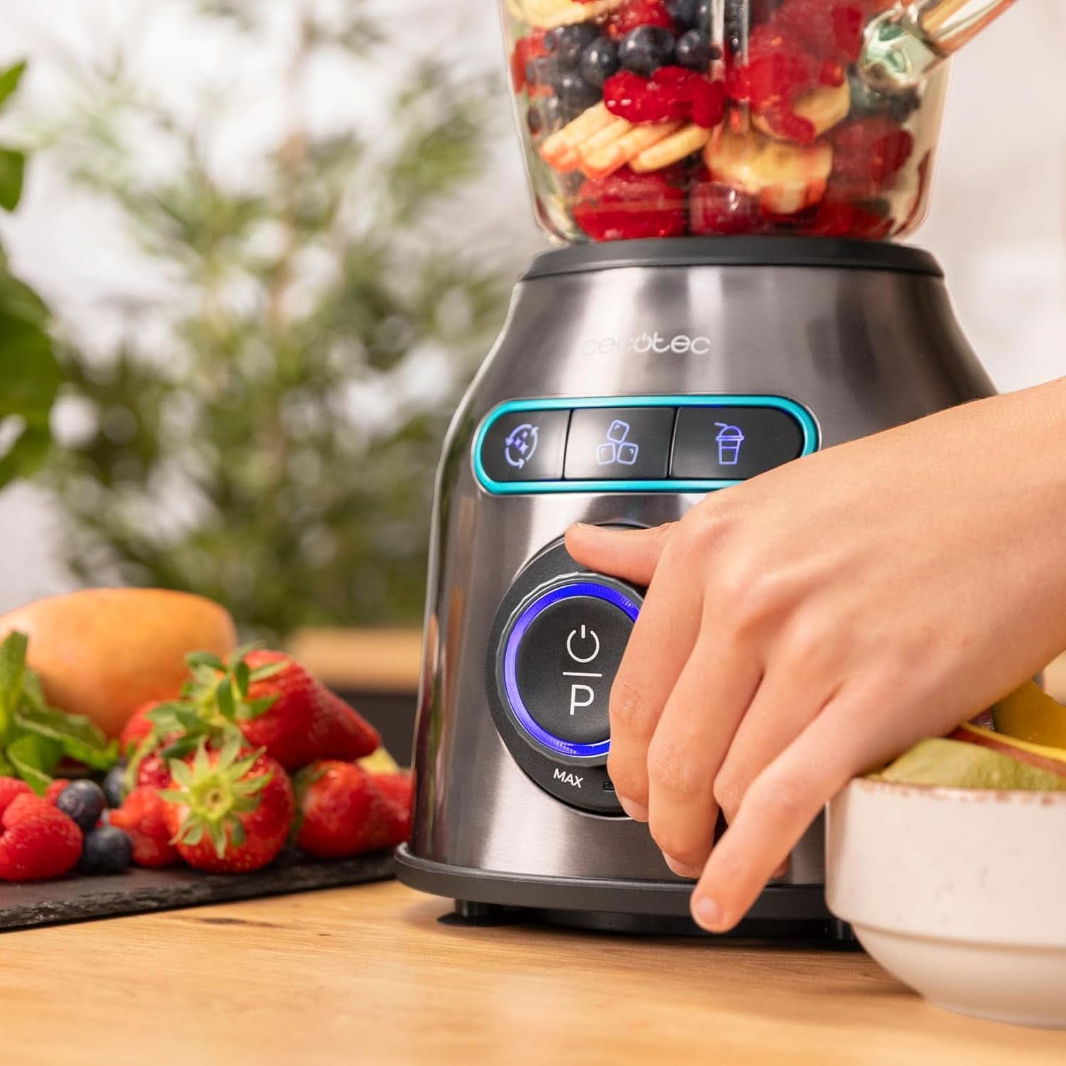 Cecotec Standmixer Power Black Titanium 2200MAX Smooth, 2200 W Maximale Leistung, 6 Klingen Aus Edelstahl, Ice-Crush-Funktion, Turbo- Og Smoothie-Funktion, Autoclean-Funktion Køkken Naty Shop