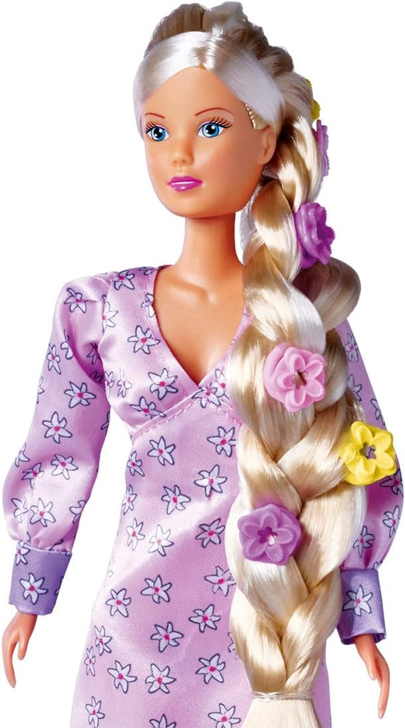 Simba 105733640 - Steffi Love Flower Hair, dukke med ekstra langt hår, inkluderer 6 clips, flettilbehør og kam, 29 cm, i alderen 3+