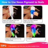Neon Fosfor Pigment Pulver Für Nägel Lidschatten - 12 farver Neon Nagel Glitzer Augenpulver Maniküre Halloween Neon Make-Up Dekoration Nail Art Staub Pigment
