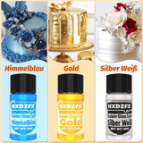 Essbarer Glitzer - 3 Torten Kuchen Deko Essbare, Metallic Lebensmittelfarbe Flüssiges, Spiselig Glitter Für Muffin, Cocktail, Marshmallows - 10Ml Naty Shop