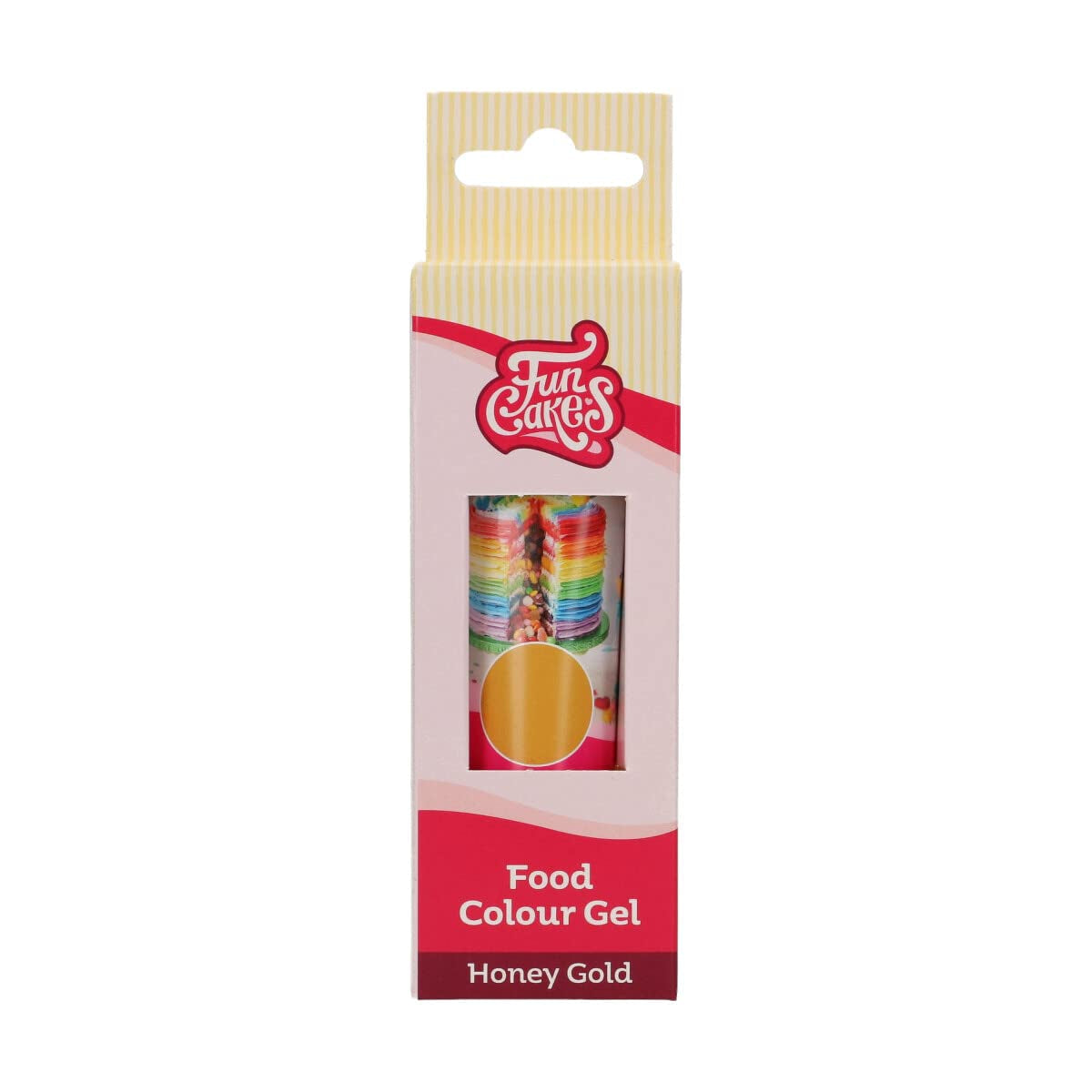 Funcakes madfarve, Honey Gold farve gel: Højkoncentreret madfarve til dej, creme, fondant, marcipan og kager. Nem dosering. Enkelt dråbe for at skabe levende farver. Halal. 30 g.