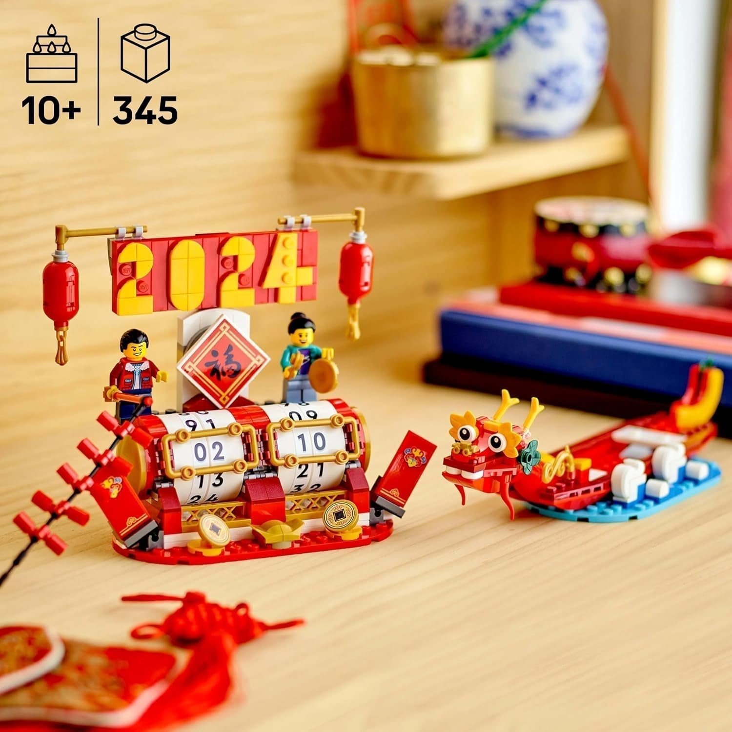 LEGO feriekalender, kinesisk julegave til drenge og piger, månenytårsbyggesæt, giver børn mulighed for at lege fantasifuldt, festlegetøj, kinesisk nytårsdekoration 40678 byggesæt Besuche den LEGO-Store