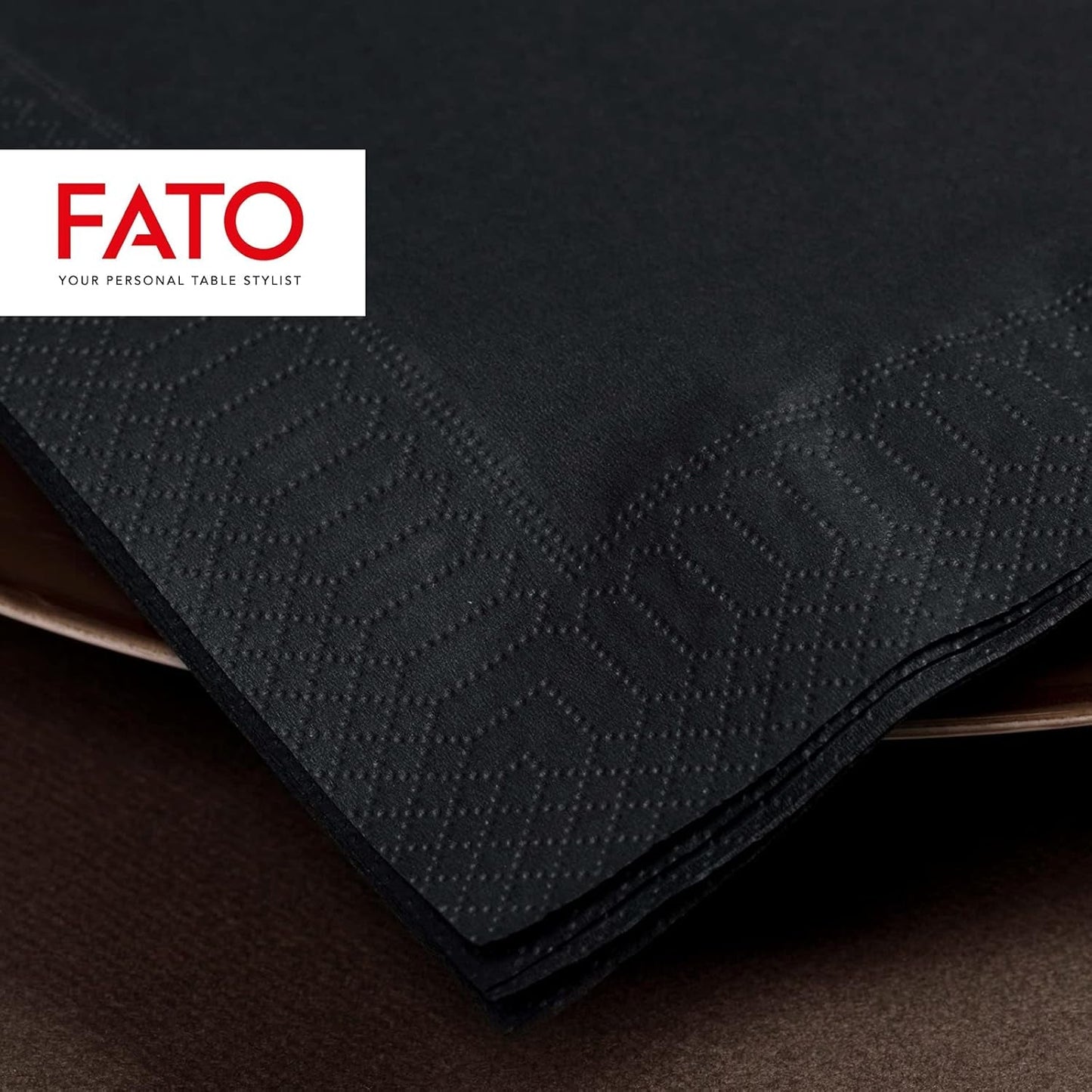 , Engangspapirservietter, ideelle til afslappede frokoster og buffeter, pakke med 50 servietter, størrelse 33X33, 4-lags, 2-lags, sort, Fsc-certificeret (pakke med 2)