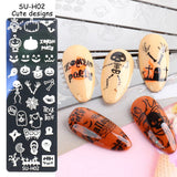 JMEOWIO Nail Stamping Stencils Halloween 6 Stück Nagelstempel Stencils Nail Art Dekoration Nageldesign Tilbehør Böse Gruselige Kürbis-Geisterhexe