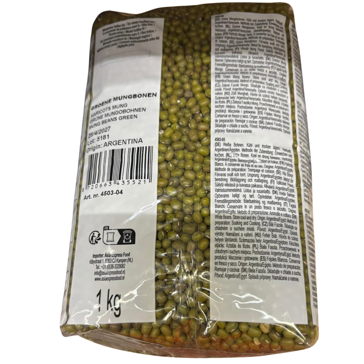 AFROASE - Mung grønne bønner - 1 x 1 kg (pakke med 2)