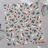 JMEOWIO 3D Nagelsticker Blume Nerdbeerenail Art Sticker Selbstklebend Nagelaufkleber 5D Stereoskopisk Dekoration Nageldesign Tilbehør 1 Blatt
