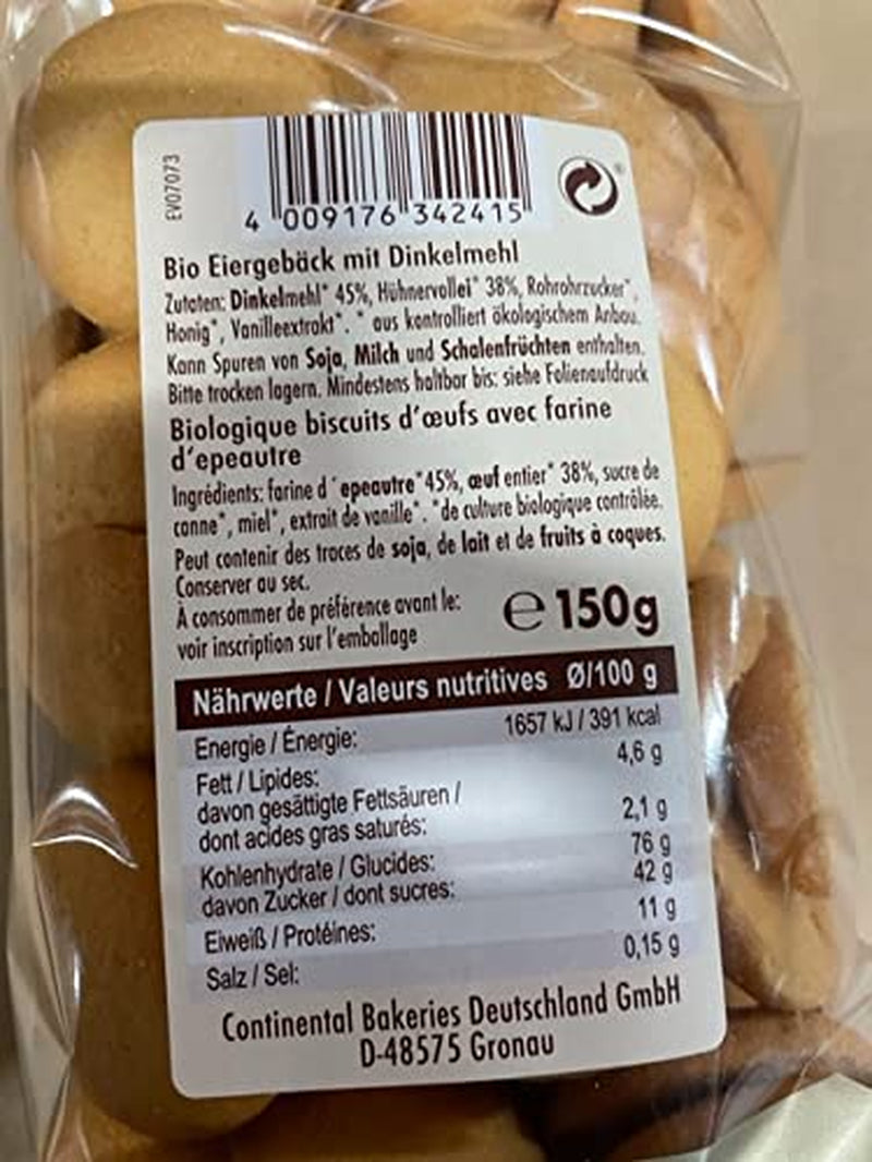 Økologiske speltæggekiks, 38% økologiske æggekiks, 150g