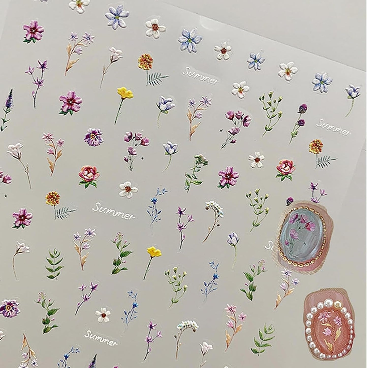 Nagelsticker Sæt - Selbstklebende Nail Sticker, Nageldesign Zubehör, Nail Art, Nagelaufkleber Für Fingernägel, Blumen Nagelsticker, Nagel Deko