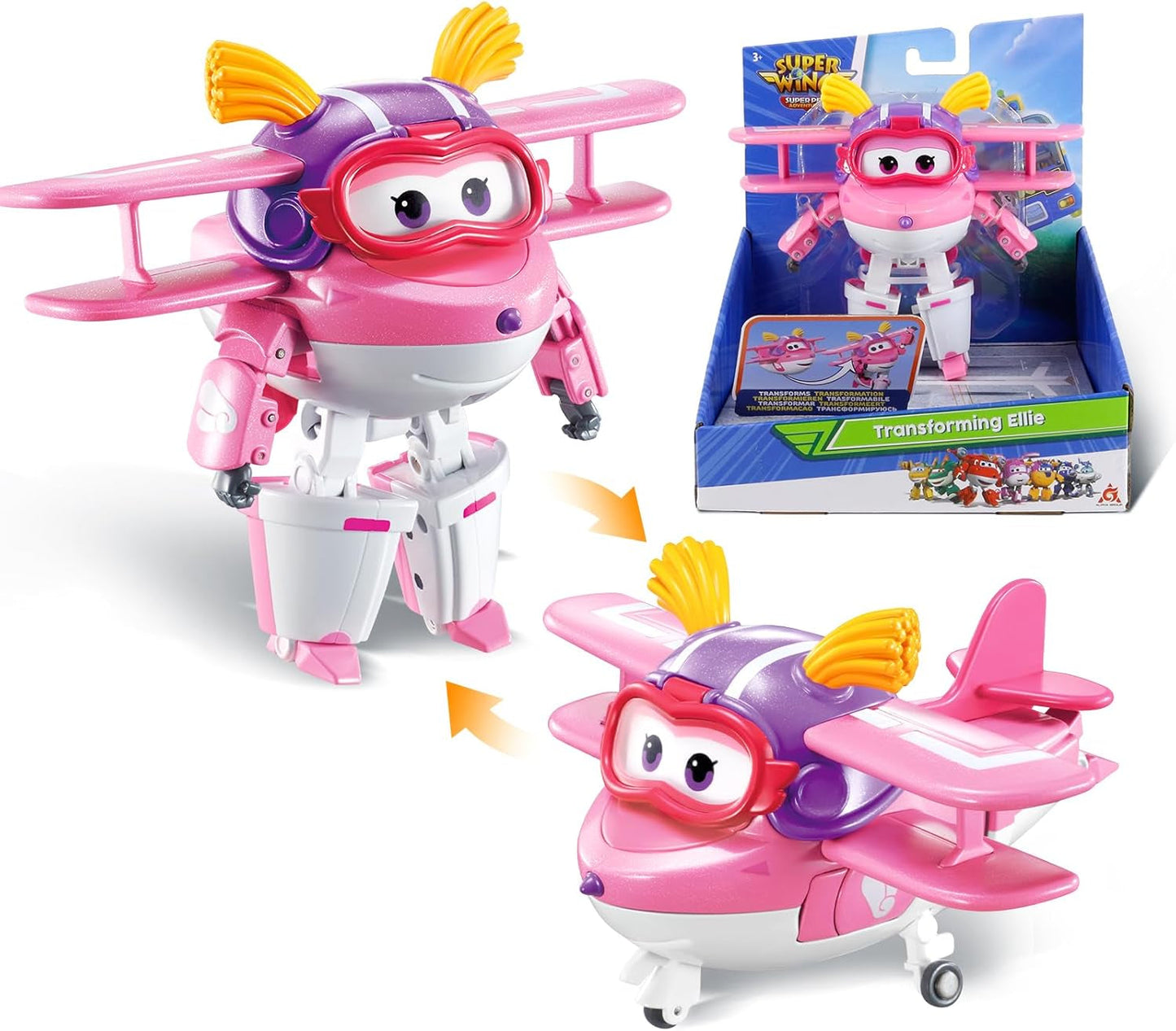 Super Wings 5" Transforming Characters 2-Pack Transforming Supercharged Jett + Tino Transformer Legetøj til drenge og piger i alderen 3+ Røde actionfigurer Naty Shop Ellie