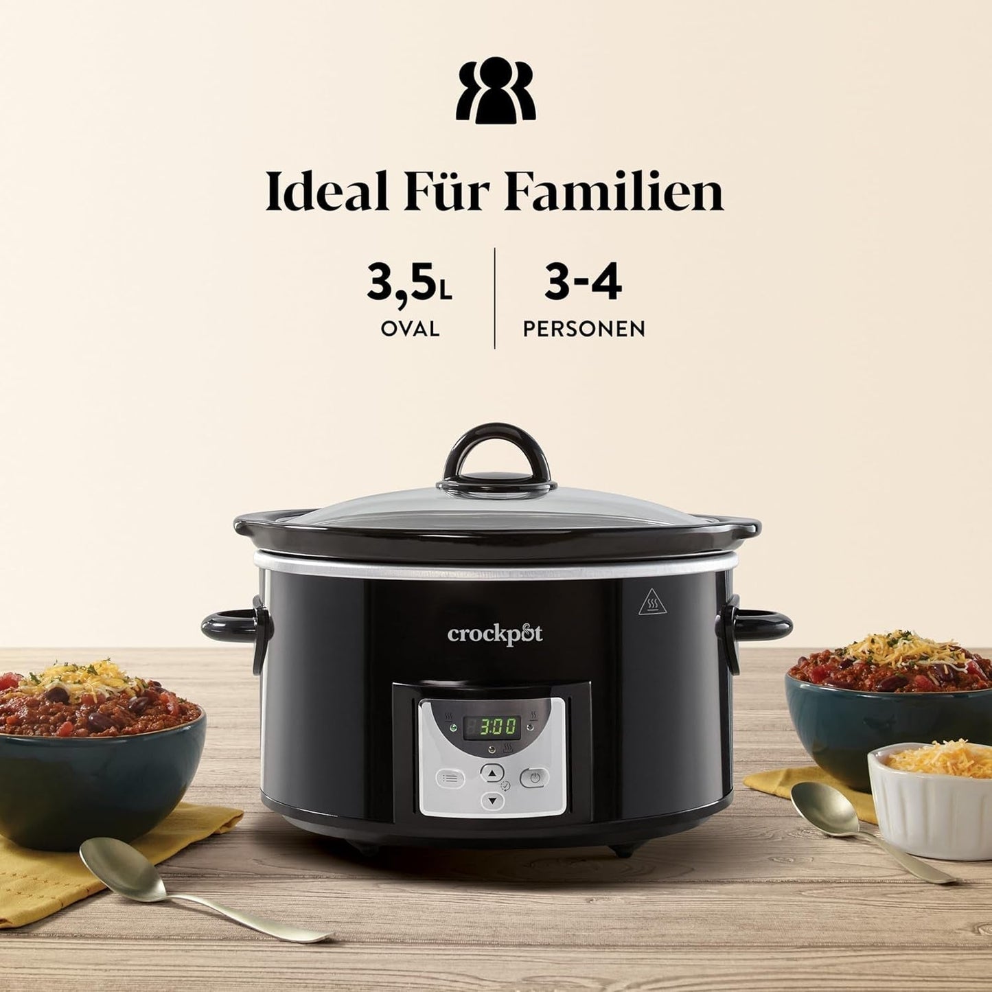 Crockpot digital slow cooker, 3,5 L (3 til 4 personer), CSC113X Slow Cooker Naty Shop