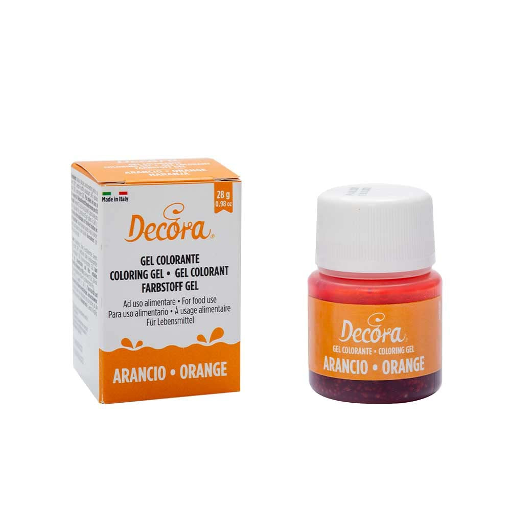 , 9600813 Gel madfarve, gel madfarve ideel til belægninger og dekorationer, skaber intense og lyse farver, lavet i Italien, 28 gram, orange farve.