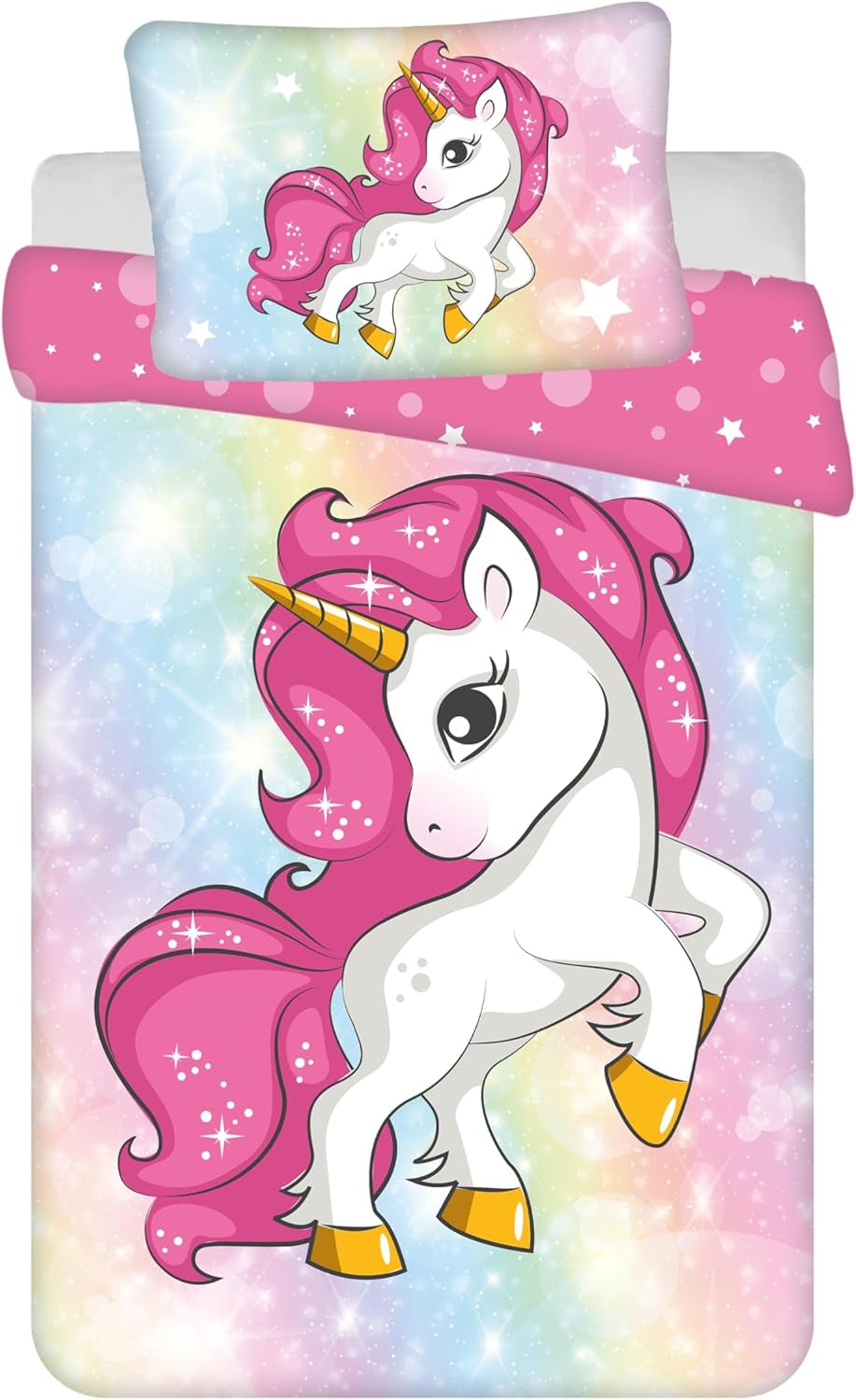 Sengetøj til piger, Unicorn, 100 x 135 cm og 40 x 60 cm, bomuld Sengetøj - børn Naty Shop Standardtitel