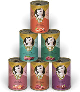 KITTY Cat Paté Mix 2, 6 x 400g, våd kattefoder i prøvepakke, kornfrit foder med taurin, lakseolie og grønlæbede muslinger, fuldfoder med højt kødindhold, fremstillet i Tyskland