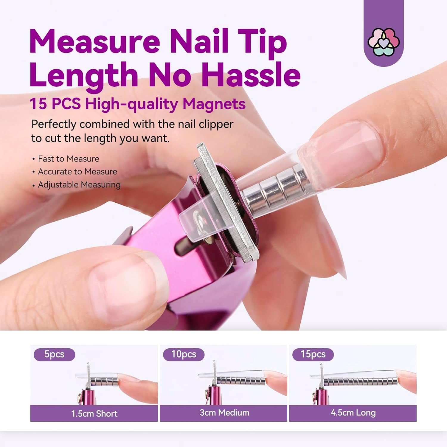 Saviland negle manicure cutter med 15 magneter, gel negle negle trimmer manicure negle cutter til kunstige negle Gel negle Akryl negle kunstige negle (rød rød)