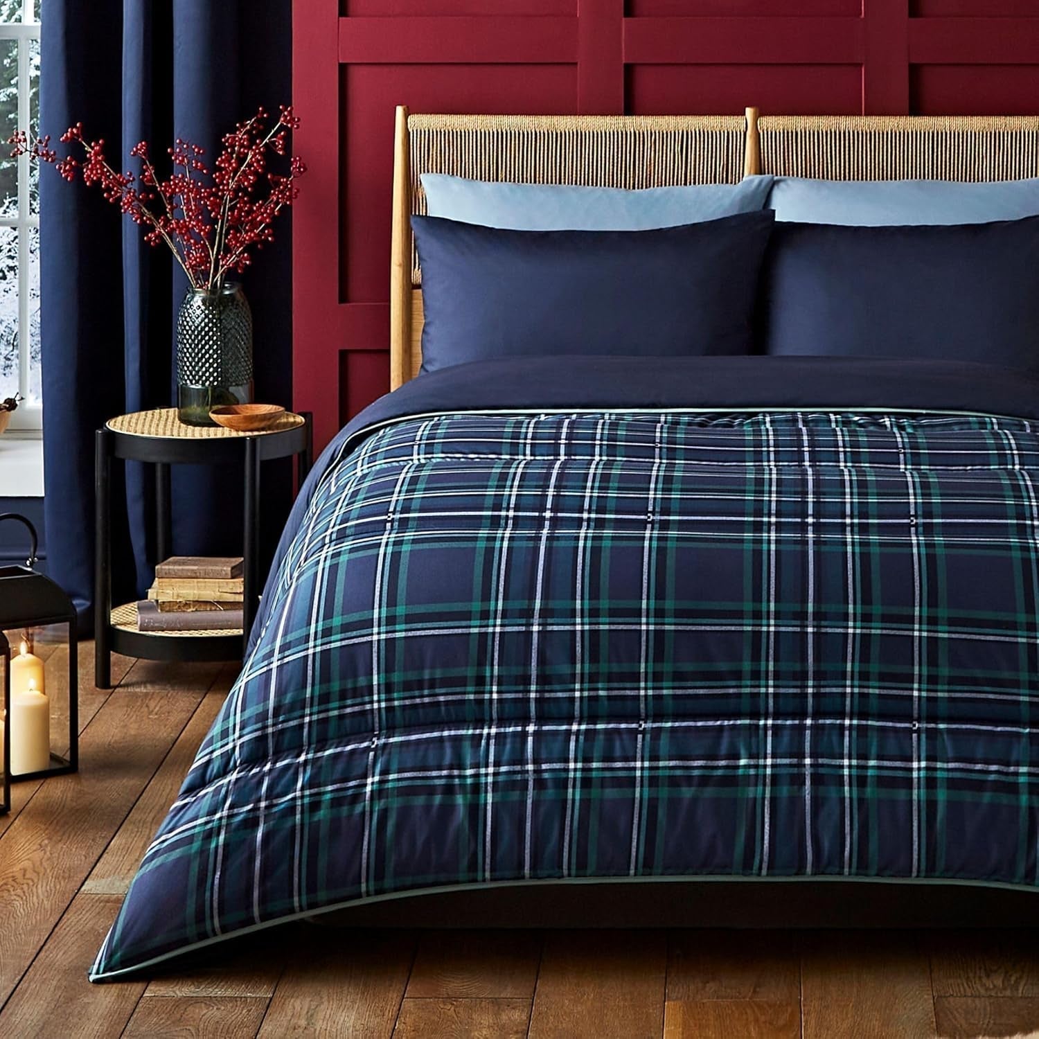 Night Lark Hyggeligt Sherpa Fleece tæppe, Klassisk Rød Tartan, 9 Tog, Luksuriøs, Fluffy, Tykk Og Vendbar, Perfekt Til Sofa, Seng, Sofa, Sofa. Hypoallergen, kan maskinvaskes, Størrelse: Senge og dyner Night Lark tartan klassisk marineblå Dobbeltseng
