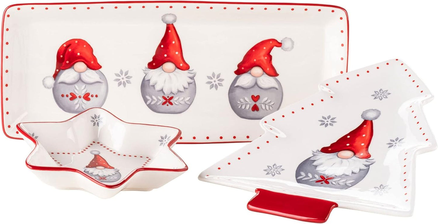 MÄSER 931974 Serie Aurela Weihnachtsteller 3er Set, 3 Weihnachtsgeschirr Teller as Plätzchenteller, Stollenplatte, Gebäckteller, Keksteller, Weihnachtsservice Geschirrset Weihnachten, Steingut