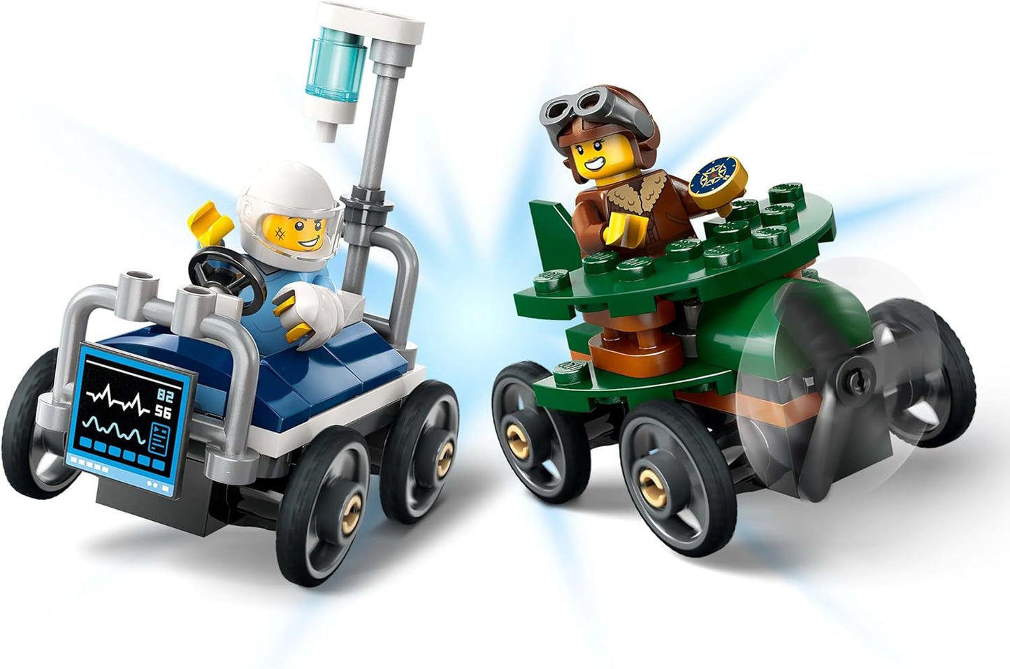 LEGO City Airplane vs. Hospitalsseng Racerbilsæt - Sæbekasselegetøj til drenge og piger fra 5 år - Byggesæt med 2 minifigurer - Fødselsdags- og feriegave 60459 Byggesæt Besuche den LEGO-Store
