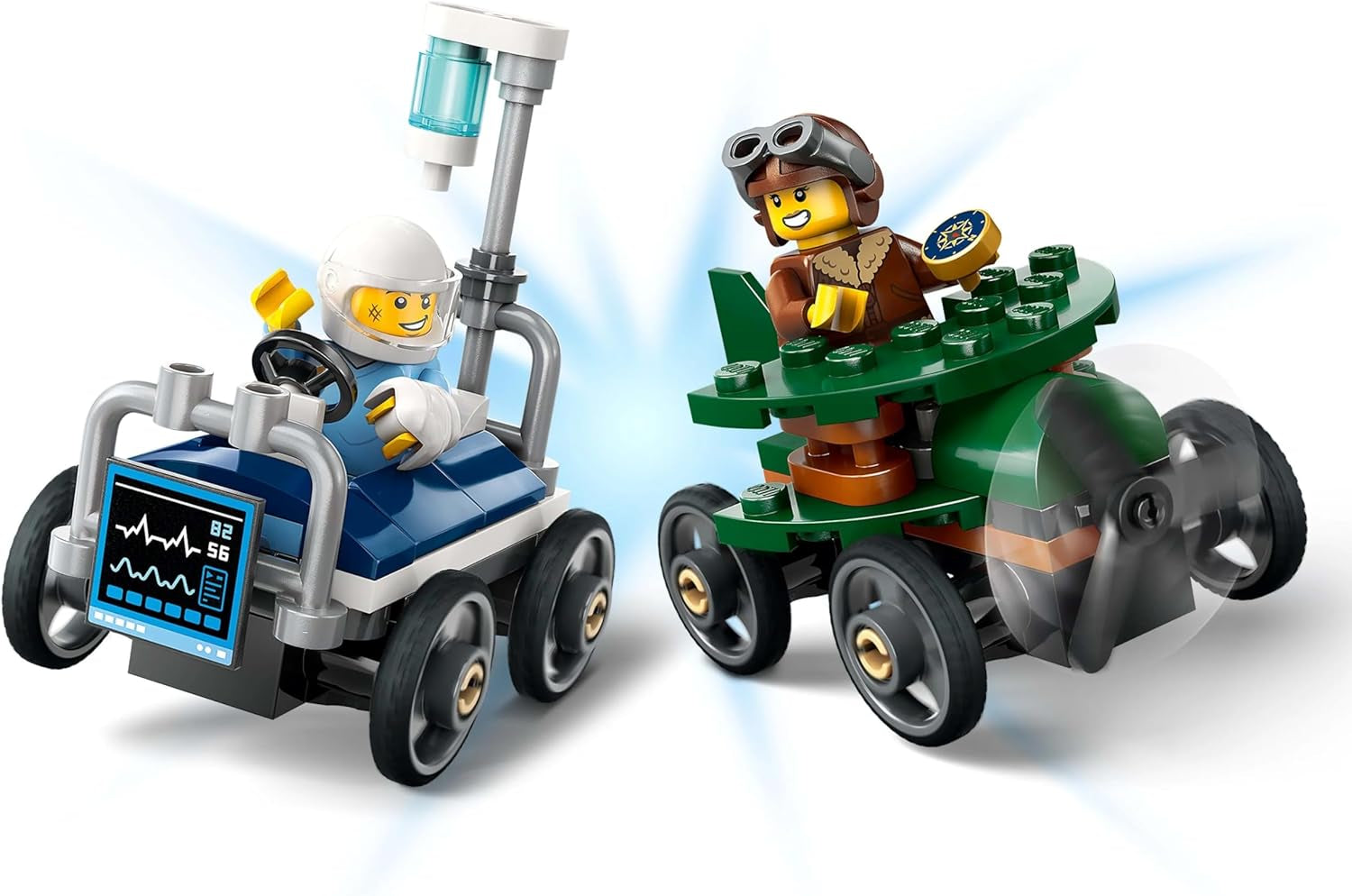 LEGO City Airplane vs. Hospitalsseng Racerbilsæt - Sæbekasselegetøj til drenge og piger fra 5 år - Byggesæt med 2 minifigurer - Fødselsdags- og feriegave 60459 Byggesæt Besuche den LEGO-Store