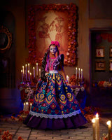 2022 Día De Muertos Barbie-dukke med pjusket traditionel kjole, blomsterkrans og Calavera-ansigtsmaling, gave til samlere