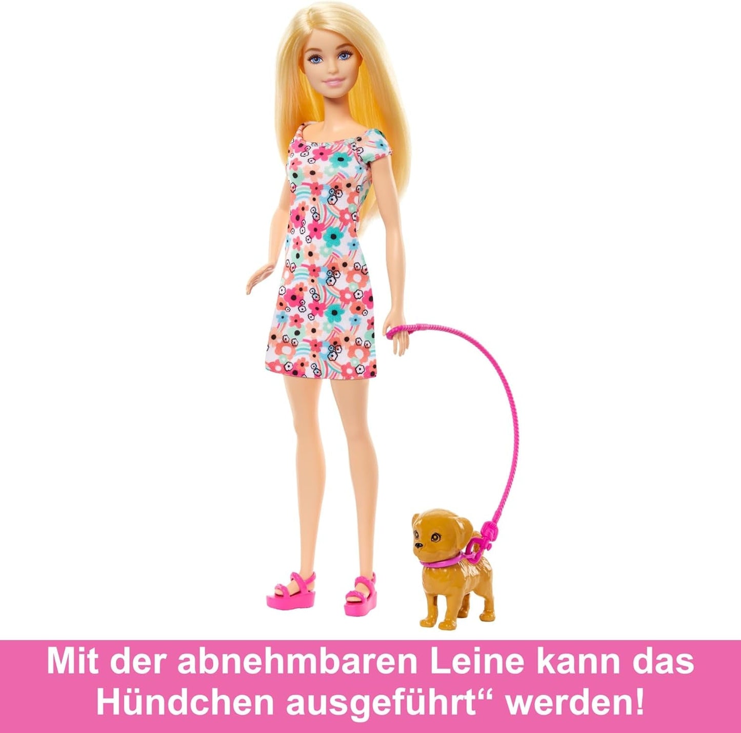 Barbie Dog Duo dukke og tilbehør, inklusive hvalp og stor hund med kørestol, snor, madskål, kæledyrsseng og knoglebelønninger, til alderen 3 og opefter, HTK37