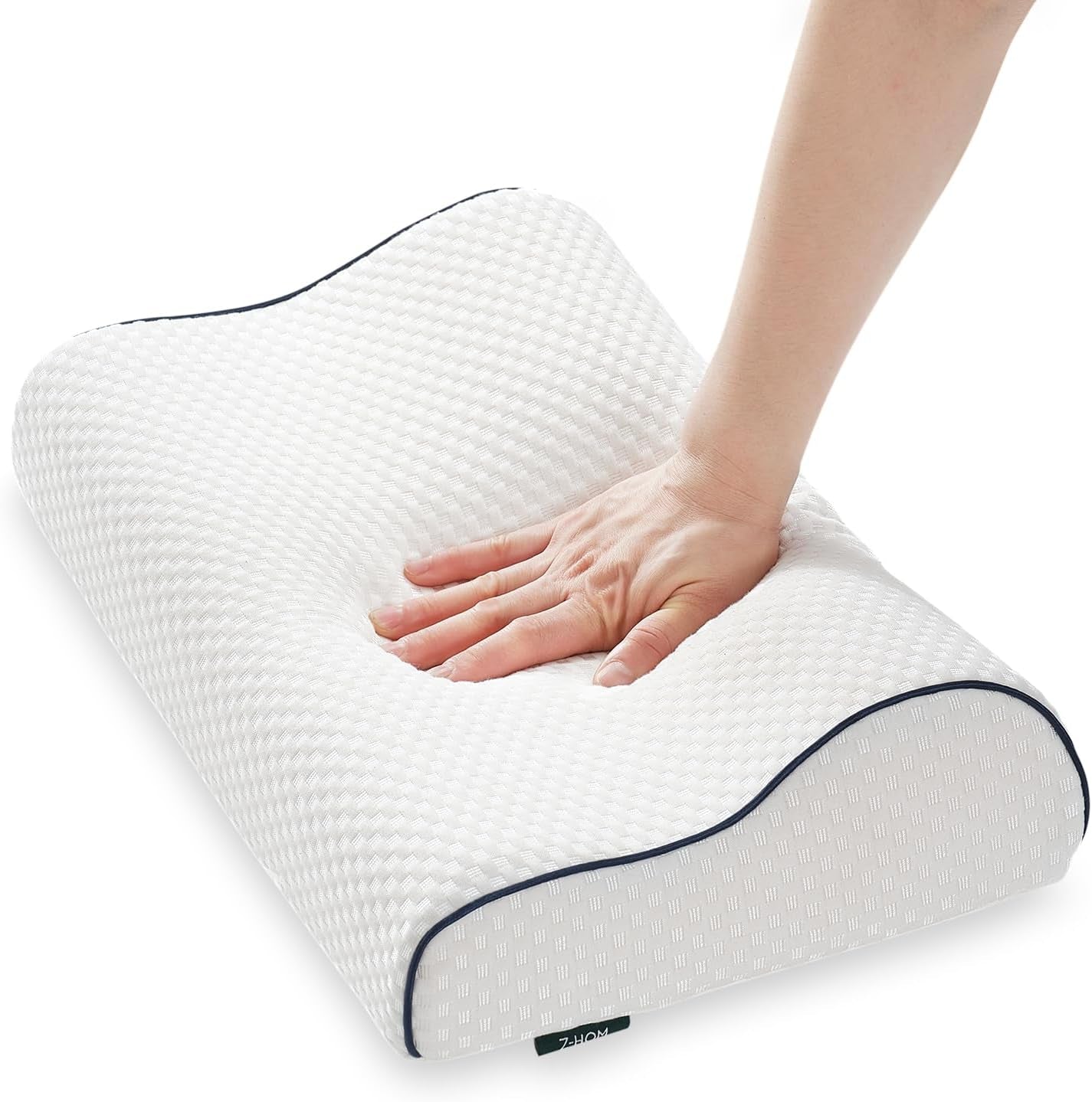 Z-Hom Nakkestøttepude, Memory Foam Pude, Side Sovepude, Ergonomisk Pude, Anti Snorke Pude, Ortopædisk Sovepude, Aftageligt betræk (49 X 30 X 7/10 Cm) Cervikale ortopædiske puder Naty Shop