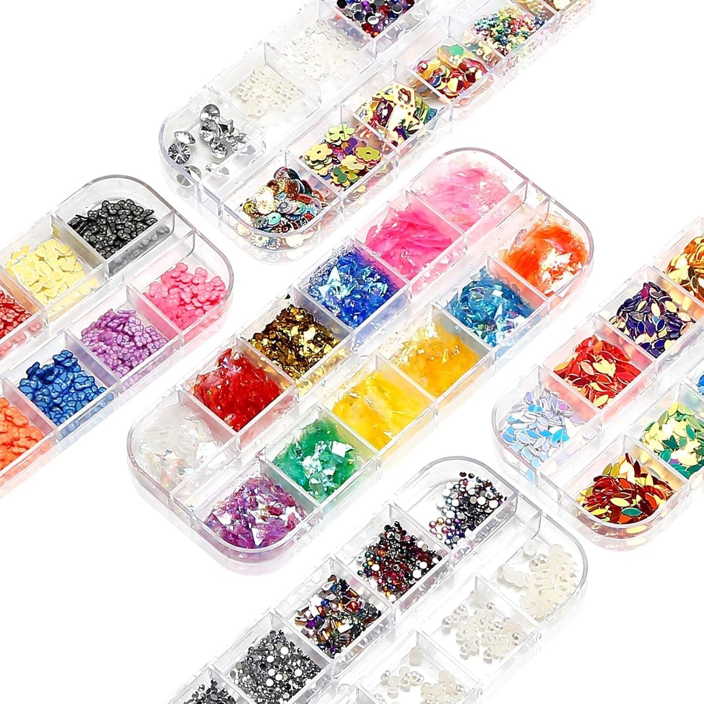 10 æsker til negle-rhinestones-sæt, multifunktionelt tilbehør med 1 pincet, dekorative diamanter, krystaller, perler, ædelstene, farverige, blandede, hesteøjne, metalliske sten, til DIY-neglekunstdekorationer