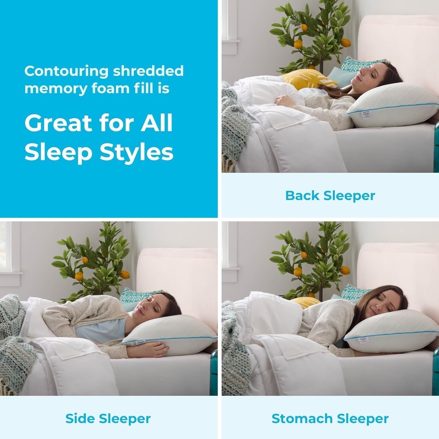 Linenspa White Standard Gel Memory Foam Pude Naty Shop Standard Puder