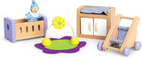 Hape babyværelse - trædukkeværelsessæt, babydukkemøbler, tilbehør til småbørn dukkehus, miniature babyværelse med gynge og tilbehør, 3 år gammelt rollespil
