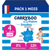- Ble størrelse 4 (7-18 kg) – sund og ekstremt absorberende – 12 timers lækagesikker – ohne unerwünschte Substanzen – fremstillet i Frankrig – overkommelig pris – 132 engangsbleer