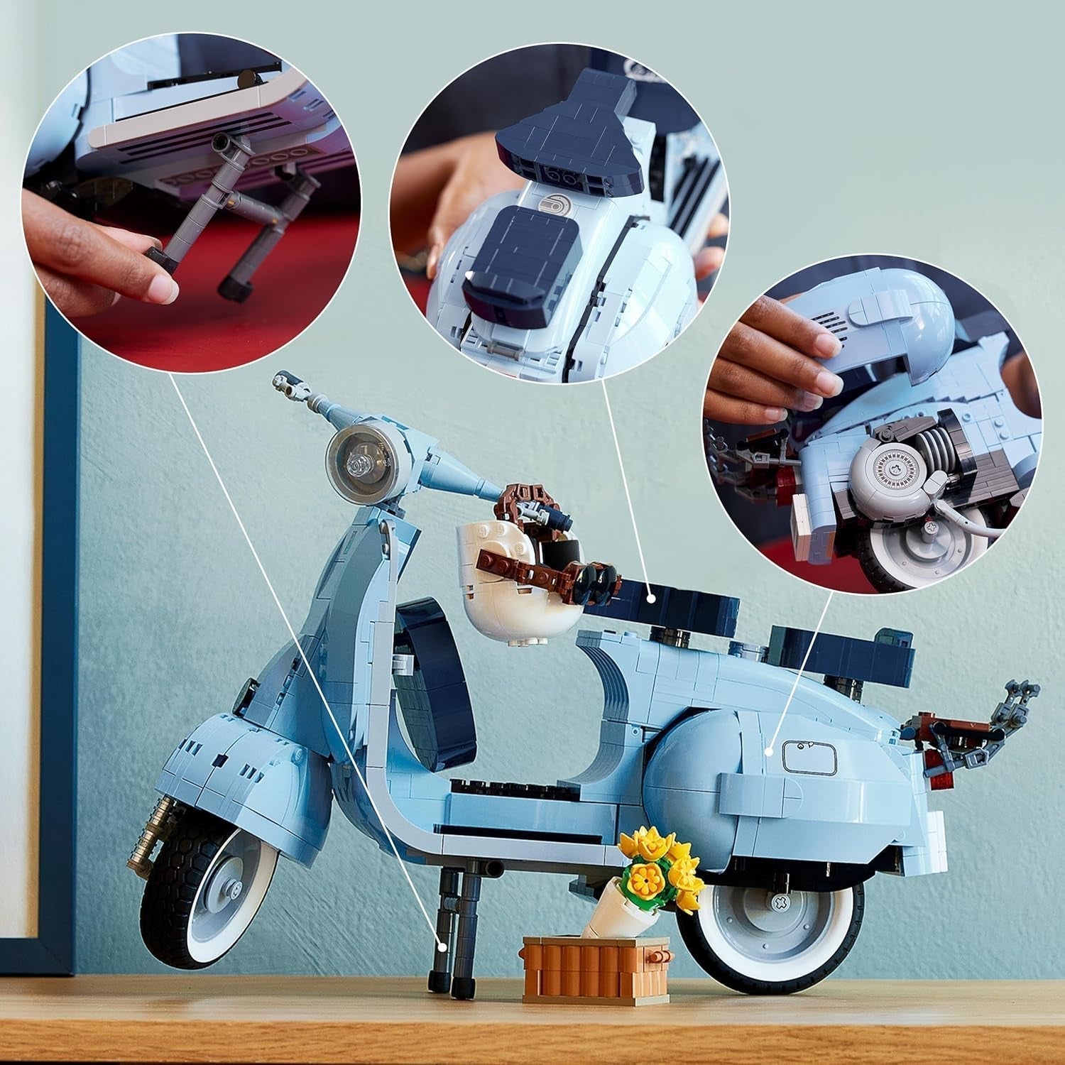LEGO Icons Vespa 125, bygbar motorcykelmodel, vintage italiensk scooter, modelsæt til voksne, udstillingsstykke som værelsesindretning, gaver til kvinder og mænd 10298 byggesæt Besuche den LEGO-Store