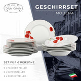 Spisesæt til 6 - 18 stykker - Porcelænsstel - Hvidt Spisesæt - Skåle- og tallerkensæt - Moderne service - Tallerkener - Bordservice - Porcelænssæt til 6