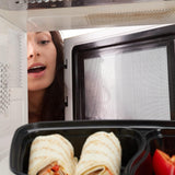 Relaxdays Meal Prep Boxes, Sæt med 10, 2 rum, Mikrobølgeresistent, 800ml, Plast Mad Box med Låg, Sorte Mad Opbevaringsbokse Naty Shop
