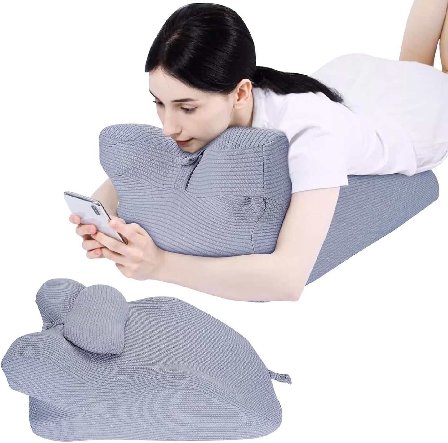 Læsepude til seng og sofa, Fjerpude, Memory Foam Sengepude, Sidesovepude, Ergonomisk rygstøttepude til at læse og se tv